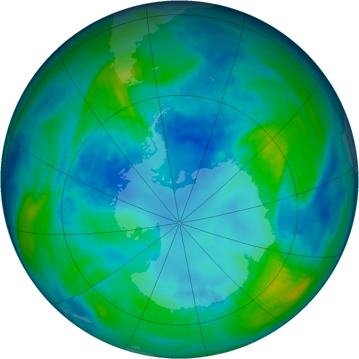 Antarctic ozone map for 23 April 1992